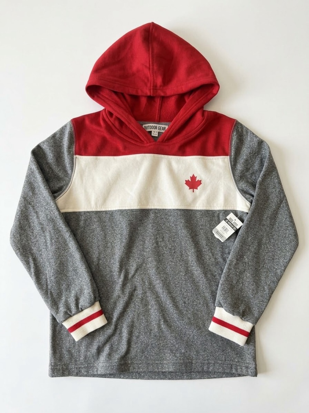Canada Maple Leaf Colorblock Light Hoodie Sweatshirt Boys Size M (10-12) NWT